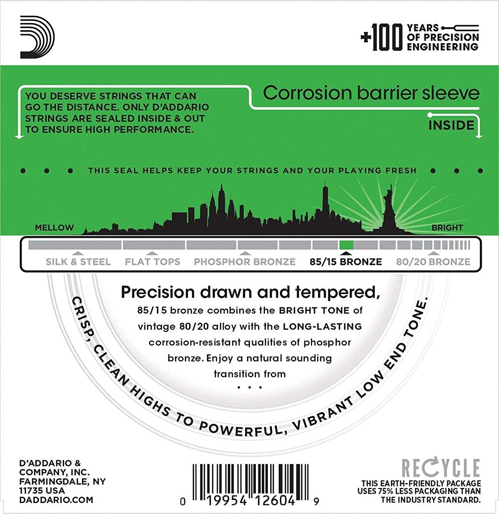 D'Addario EZ890 85/15 Bronze Acoustic Guitar Strings - Super Light 9-45