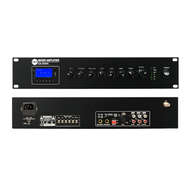 CMX Audio Mixer Amplifier – 500W Public Address Amplifier with Bluetooth | EA-500A