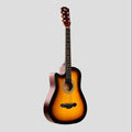 Acoustic guitar with a sunburst finish on a white background