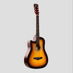 Acoustic guitar with a sunburst finish on a white background