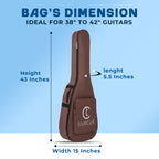 True Cult Acoustic Guitar Bag for 38-42" Guitar | Padded, Waterproof, Lightweight Travel Gig Case | Brown