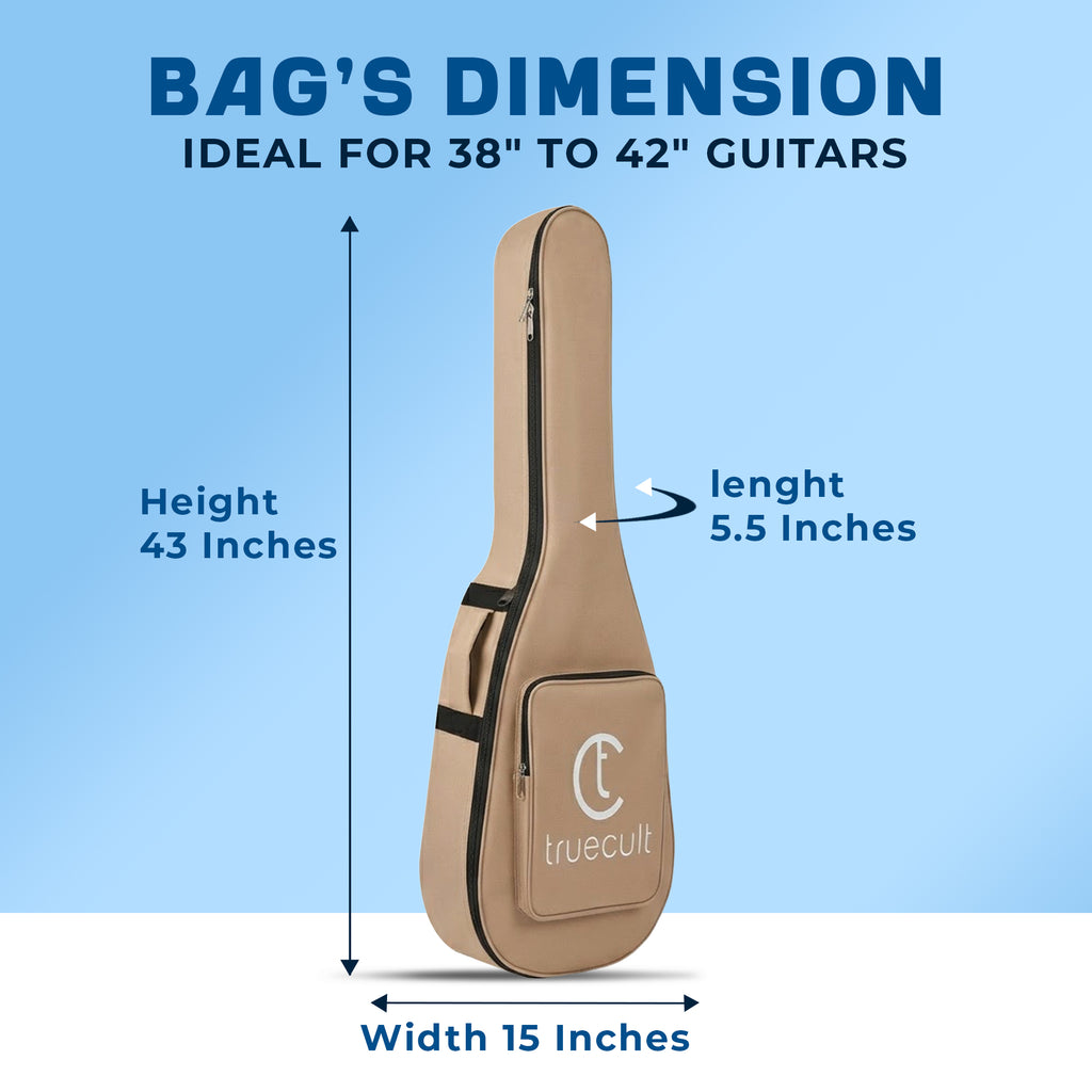 True Cult Acoustic Guitar Bag for 38-42" Guitar | Padded, Waterproof, Lightweight Travel Gig Case | Cream