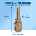 True Cult Acoustic Guitar Bag for 38-42" Guitar | Padded, Waterproof, Lightweight Travel Gig Case | Cream