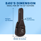True Cult Acoustic Guitar Bag for 38-42" Guitar | Padded, Waterproof, Lightweight Travel Gig Case | Dark Green