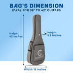 True Cult Acoustic Guitar Bag for 38-42" Guitar | Padded, Adjustable, Travel Gig Case | Light Grey