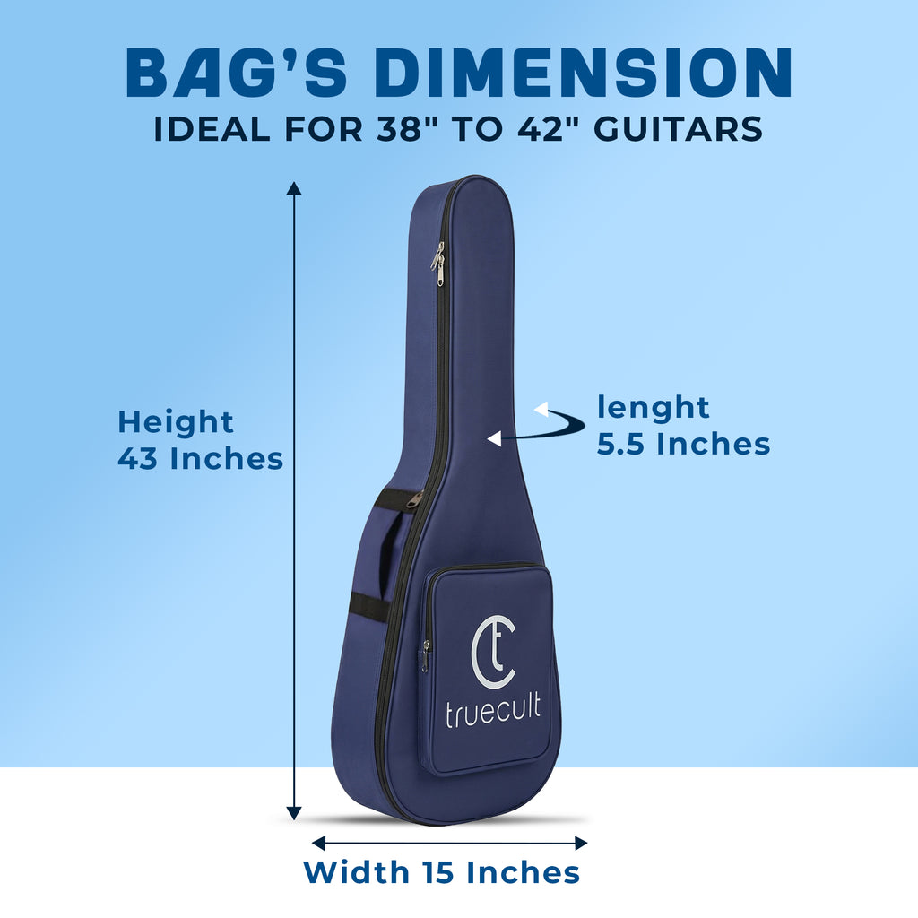 True Cult Acoustic Guitar Bag for 38-42" Guitar | Padded, Adjustable, Travel Gig Case | Navy Blue