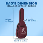True Cult Acoustic Guitar Bag for 38-42" Guitar | Padded, Adjustable, Travel Gig Case | Wine Red