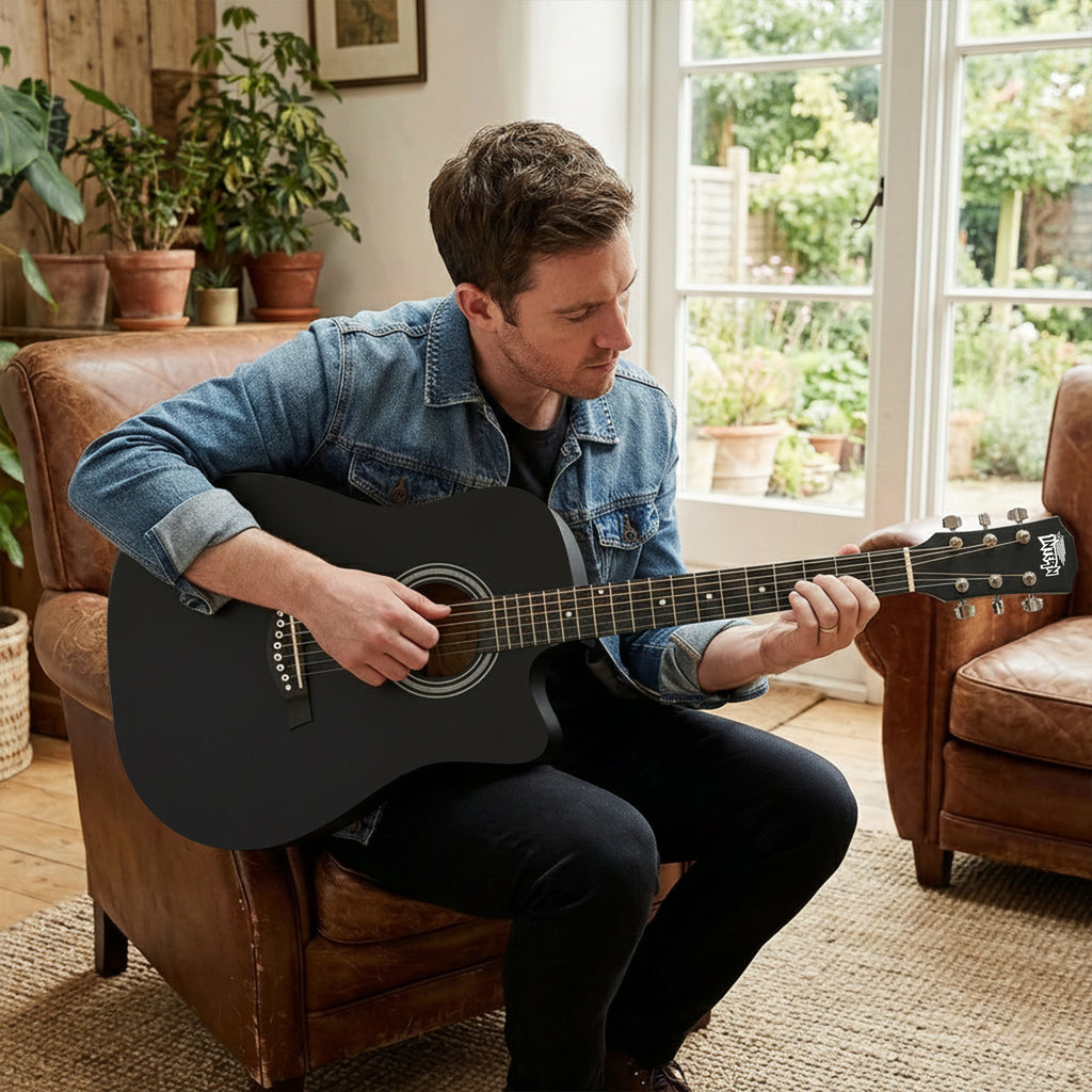 Intern 38 Inch Carbon Fibre Acoustic Guitar - Black