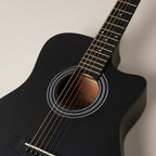 Revel 38" Cutaway Acoustic Guitar – Matte Black | Carry Bag, Picks & String Winder