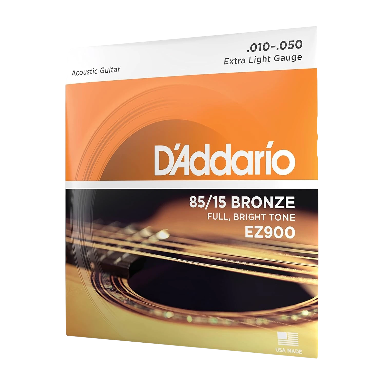 D'Addario acoustic guitar string set packaging on a white background