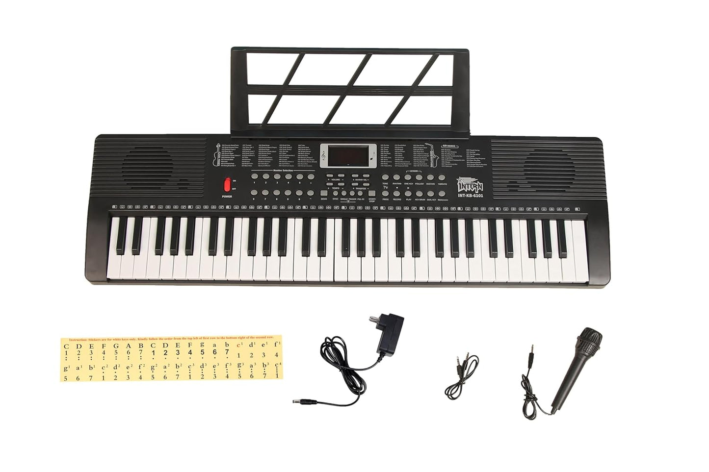 Intern 61-Keys Portable Piano Keyboard – Touch Response, 200 Rhythms & Tones