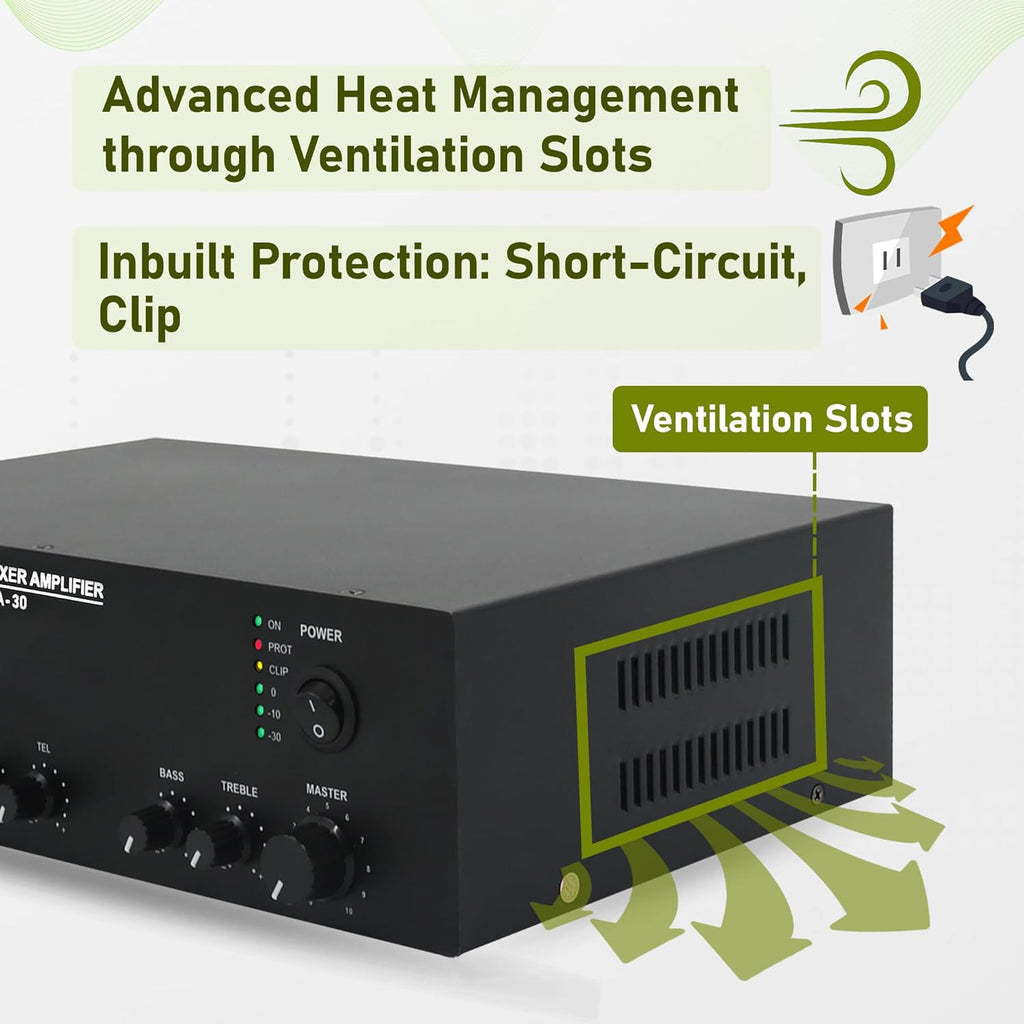 30W Compact Mixer Amplifier with USB/SD/FM/Bluetooth | EA-30