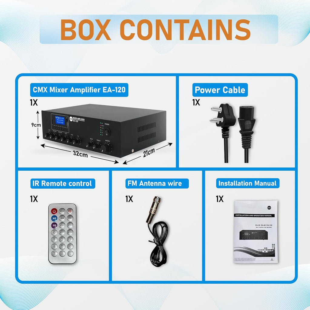 120 Compact Mixer Amplifier with USB/SD/FM/Bluetooth | EA-120