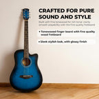 Revel 38 inch Acoustic Guitar with Bags & Picks - Blue Glossy Finish