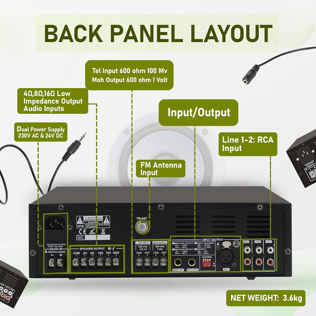 30W Compact Mixer Amplifier with USB/SD/FM/Bluetooth | EA-30
