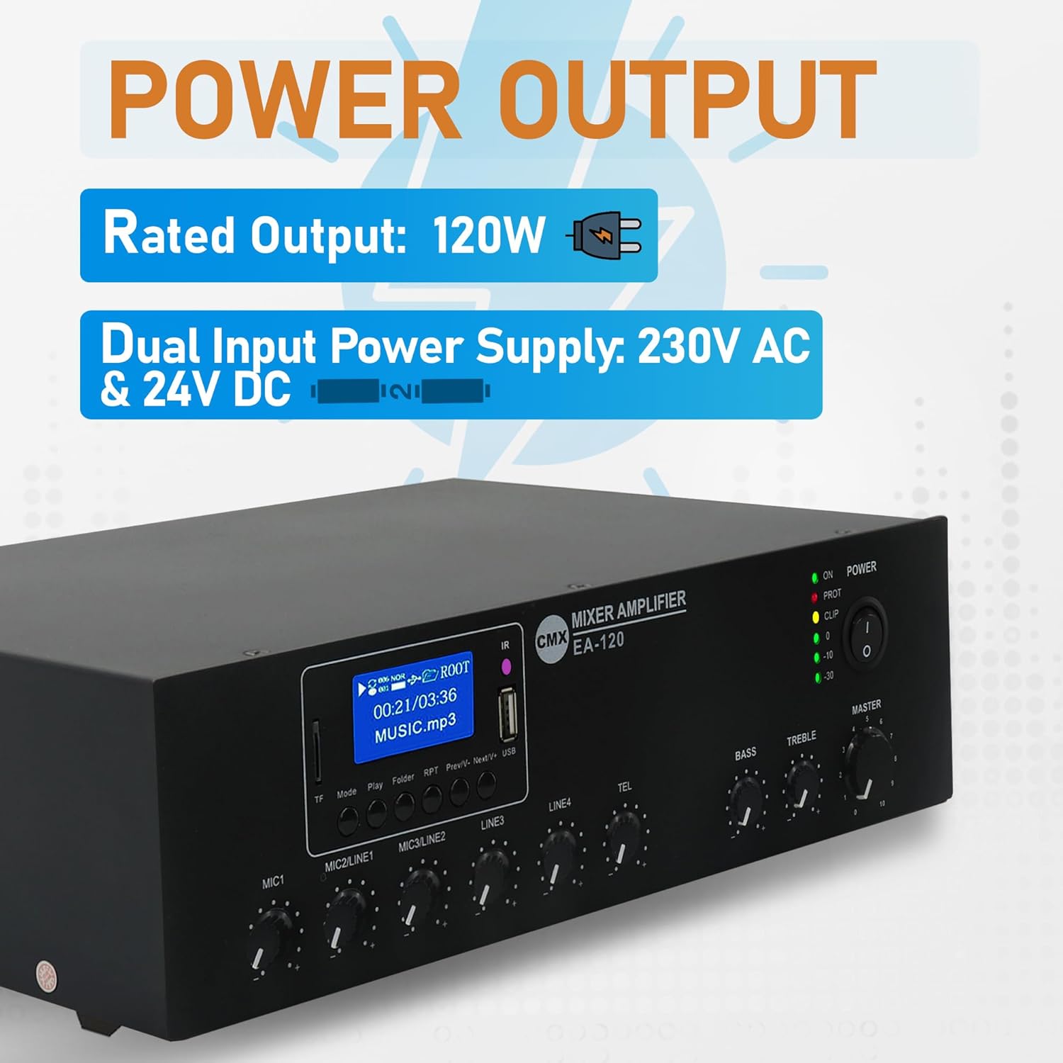 120 Compact Mixer Amplifier with USB/SD/FM/Bluetooth | EA-120