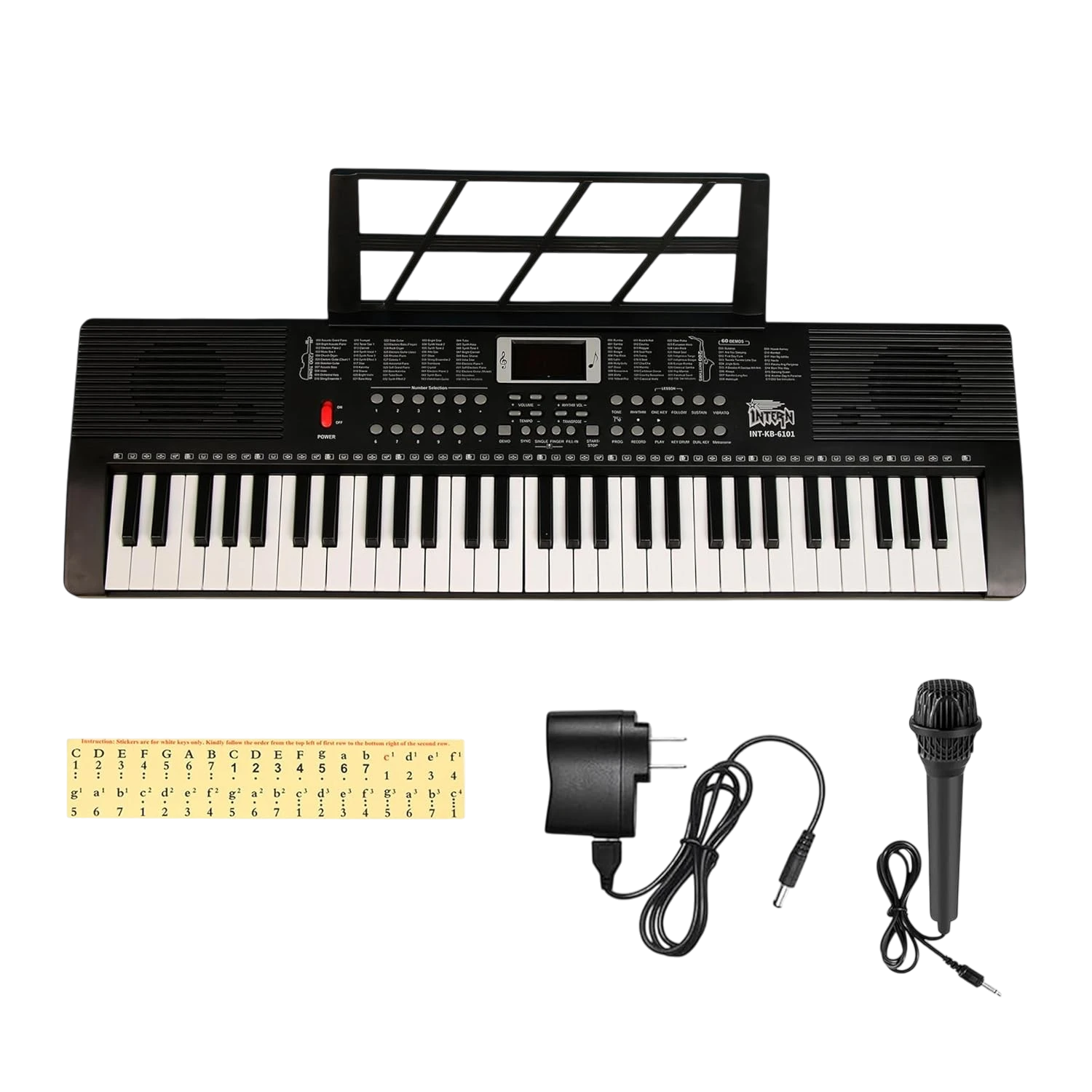 Intern 61-Key Digital Keyboard Piano with Mic and Power Adapter