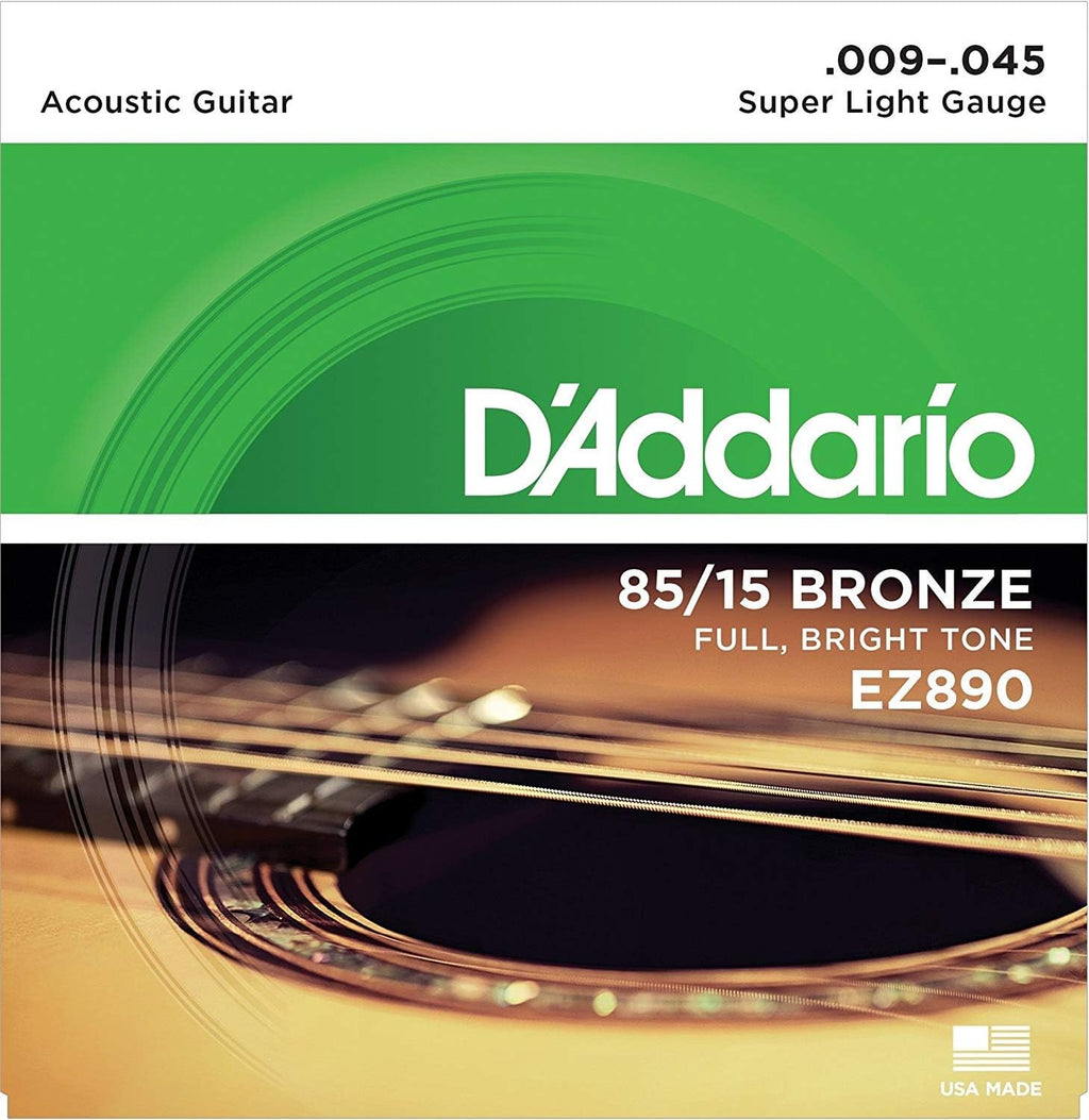 D'Addario EZ890 85/15 Bronze Acoustic Guitar Strings - Super Light 9-45