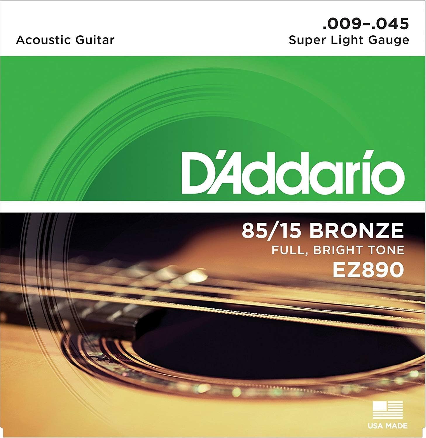 D'Addario EZ890 85/15 Bronze Acoustic Guitar Strings - Super Light 9-45