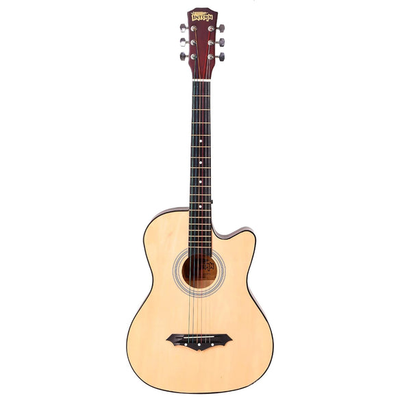 Intern INT-38C Acoustic Guitar – Natural Finish with Bag & Picks