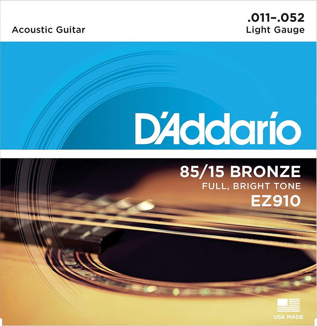 D'Addario EZ910 Acoustic Guitar Strings 2-Pack - Light 11-52 85/15 Bronze