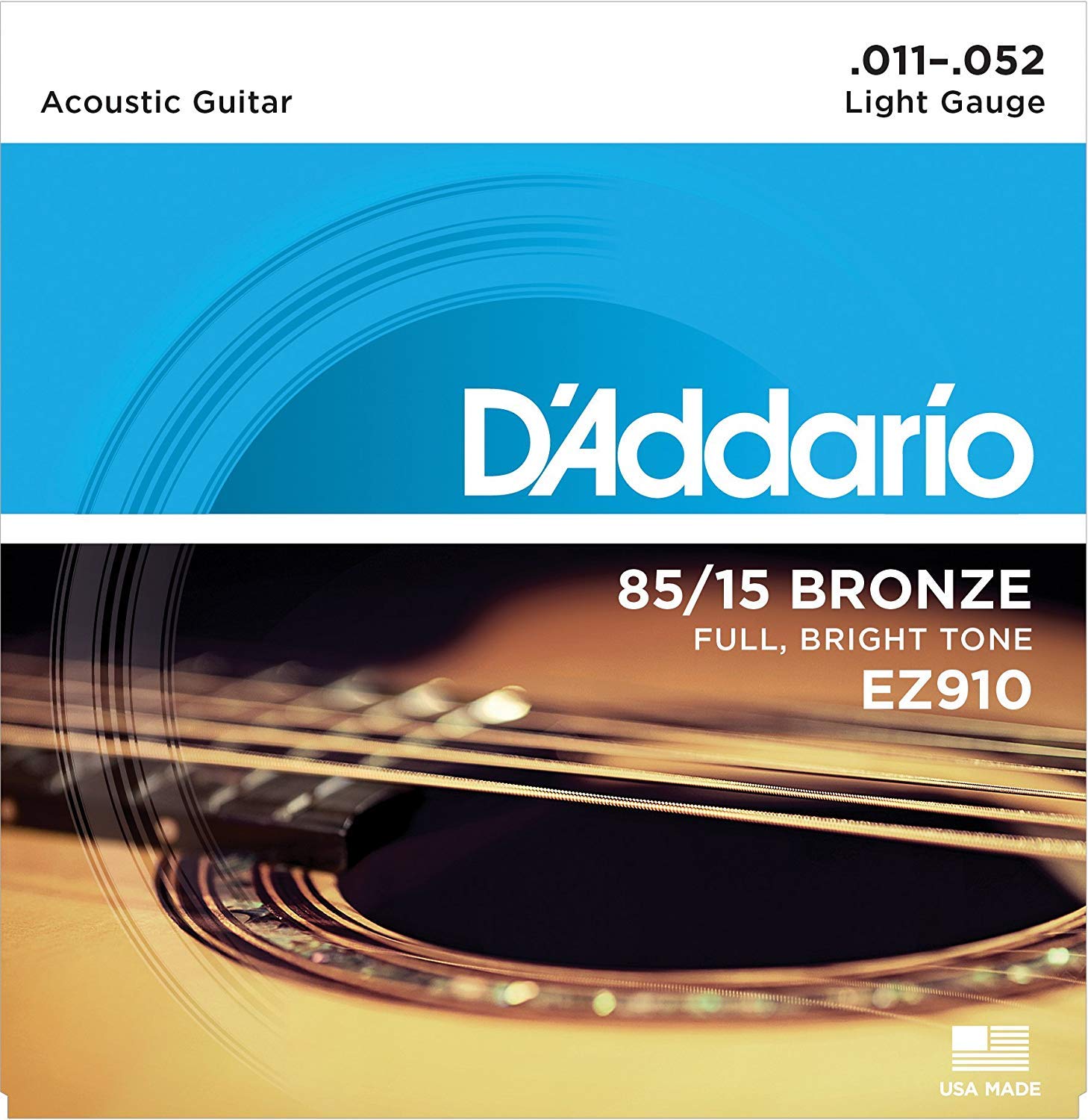 D'Addario EZ910 Acoustic Guitar Strings 2-Pack - Light 11-52 85/15 Bronze