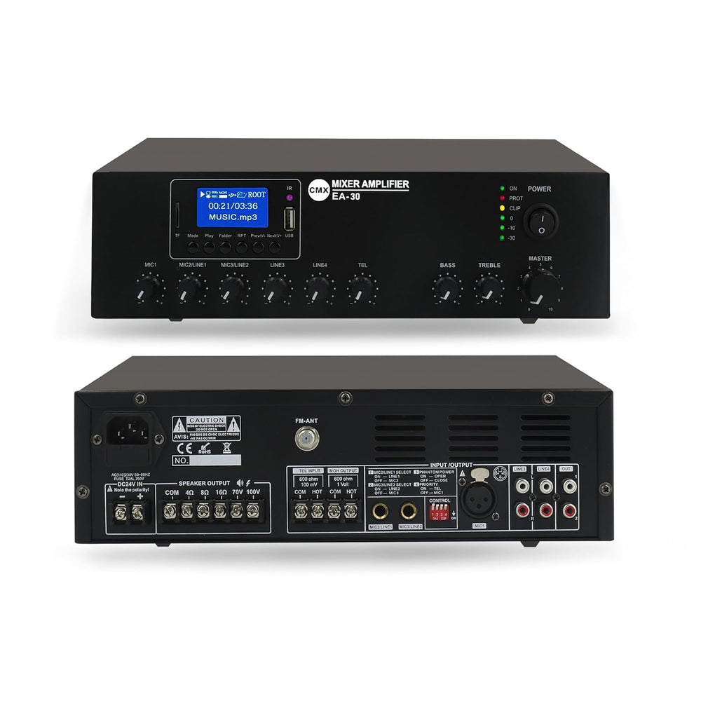 30W Compact Mixer Amplifier with USB/SD/FM/Bluetooth | EA-30