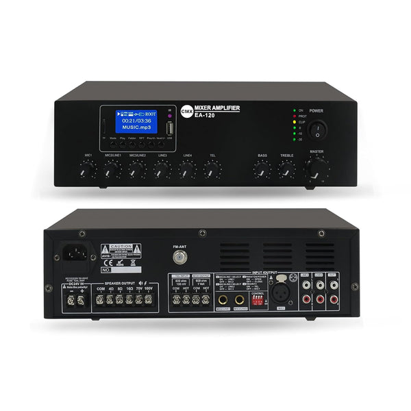 120W Compact Mixer Amplifier with USB/SD/FM/Bluetooth | EA-120