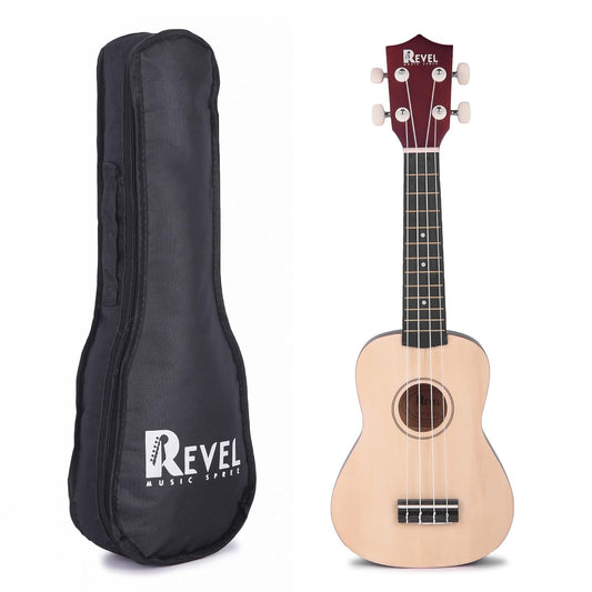 REVEL 21" Soprano Ukulele (Natural) with Carry Bag & Warm Bright Tone