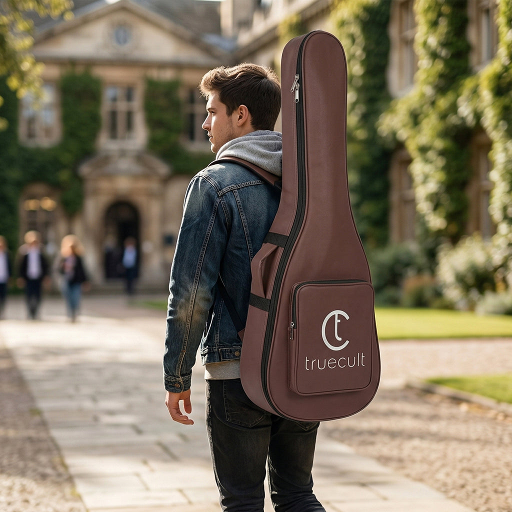 True Cult Acoustic Guitar Bag for 38-42" Guitar | Padded, Waterproof, Lightweight Travel Gig Case | Brown