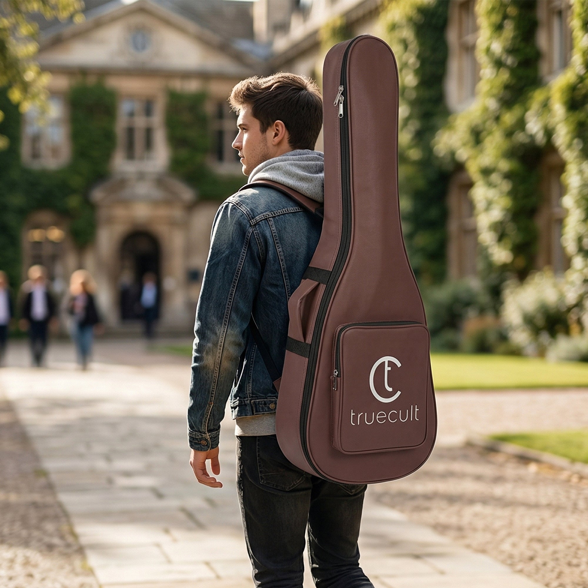 True Cult Acoustic Guitar Bag for 38-42" Guitar | Padded, Waterproof, Lightweight Travel Gig Case | Brown