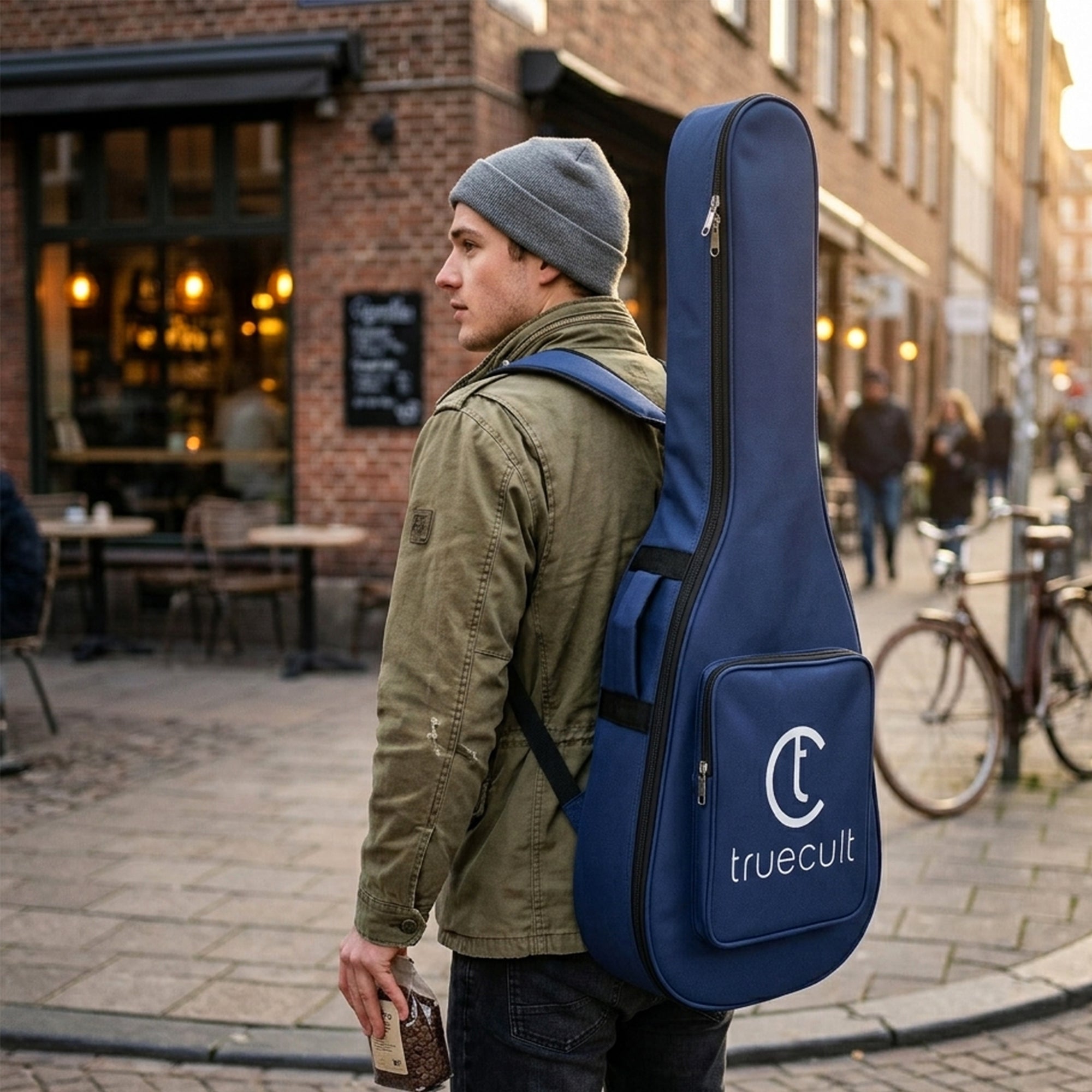 True Cult Acoustic Guitar Bag for 38-42" Guitar | Padded, Adjustable, Travel Gig Case | Navy Blue