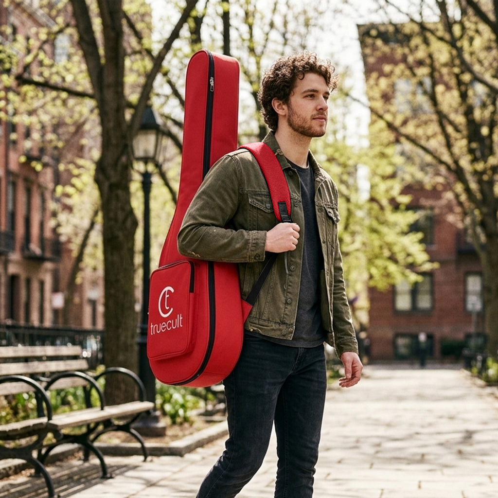 True Cult Acoustic Guitar Bag for 38-42" Guitar | Padded, Adjustable, Travel Gig Case | Red