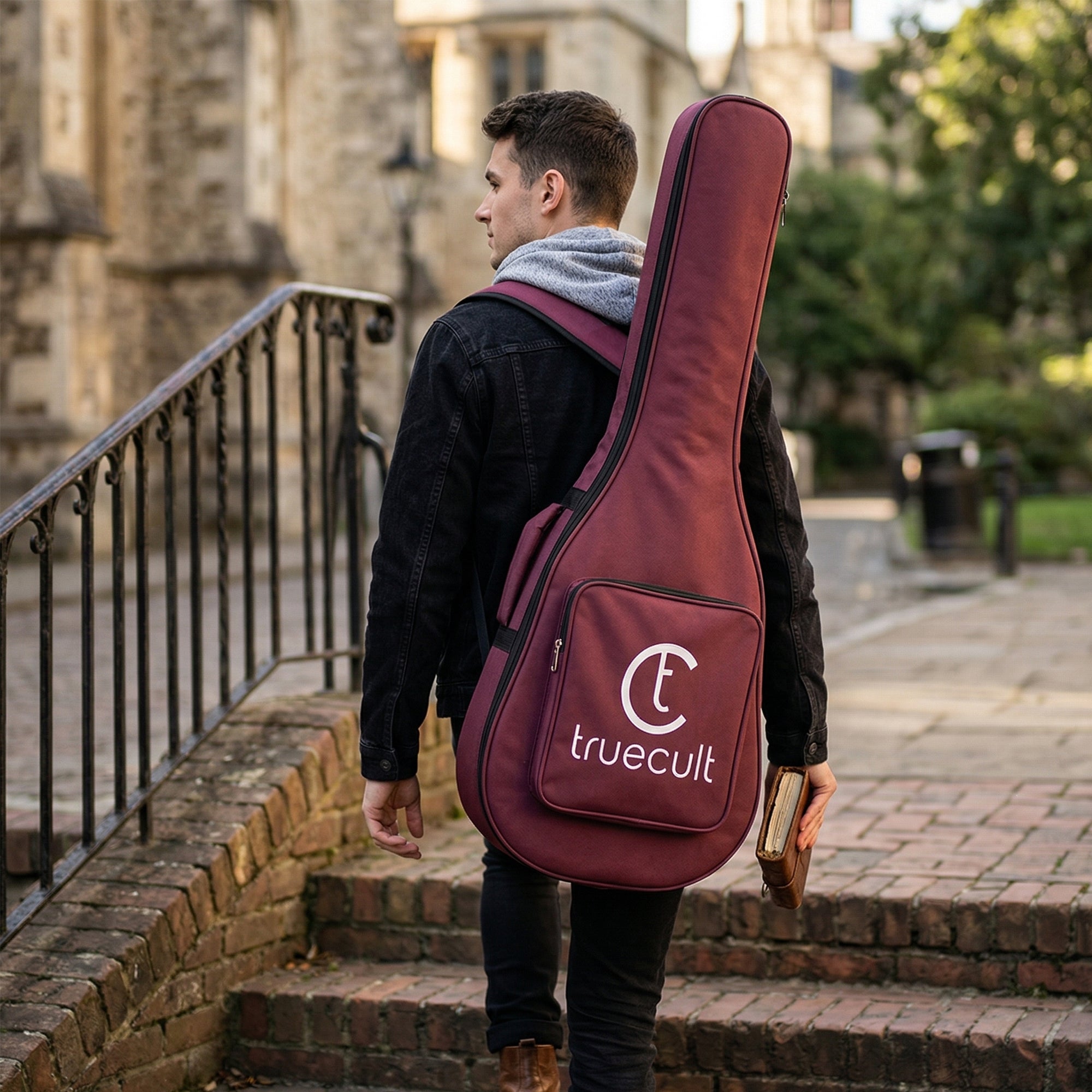 True Cult Acoustic Guitar Bag for 38-42" Guitar | Padded, Adjustable, Travel Gig Case | Wine Red