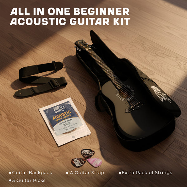 Intern 38 Inch Carbon Fibre Acoustic Guitar - Black