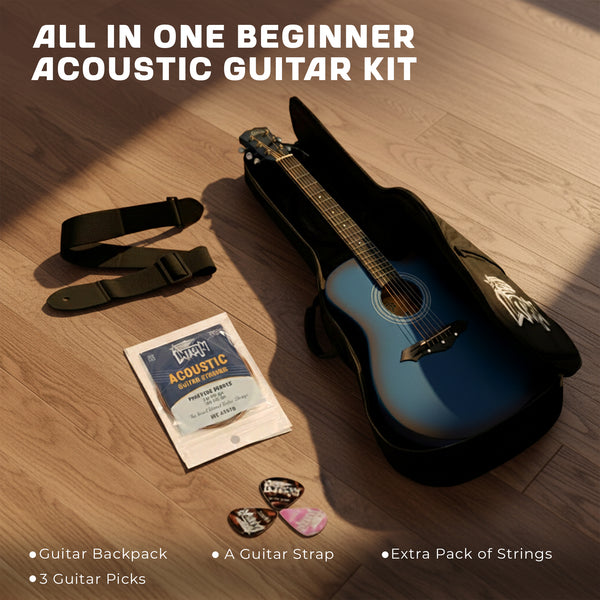 Intern 38 Inch Carbon Fibre Acoustic Guitar - Blue