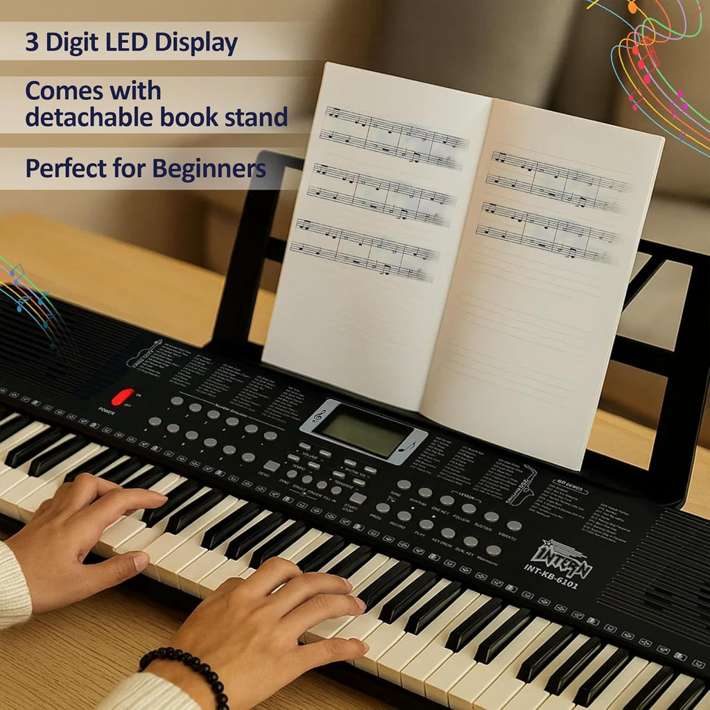 Intern 61-Key Digital Keyboard Piano with Mic and Power Adapter