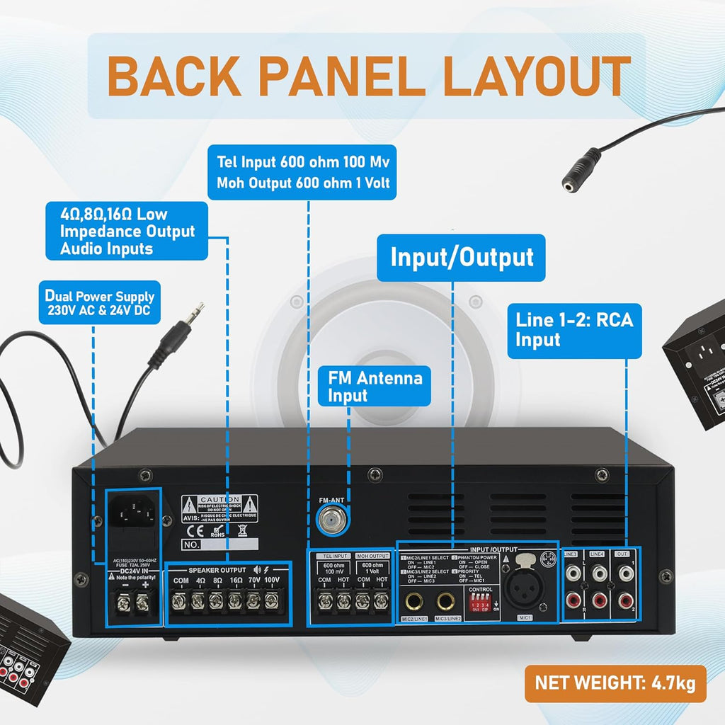 120 Compact Mixer Amplifier with USB/SD/FM/Bluetooth | EA-120