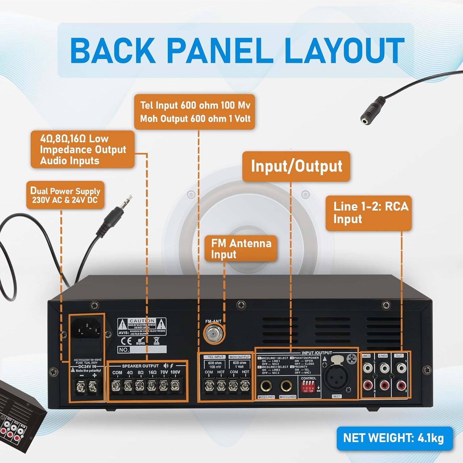 60W Compact Mixer Amplifier with USB/SD/FM/Bluetooth | EA-60