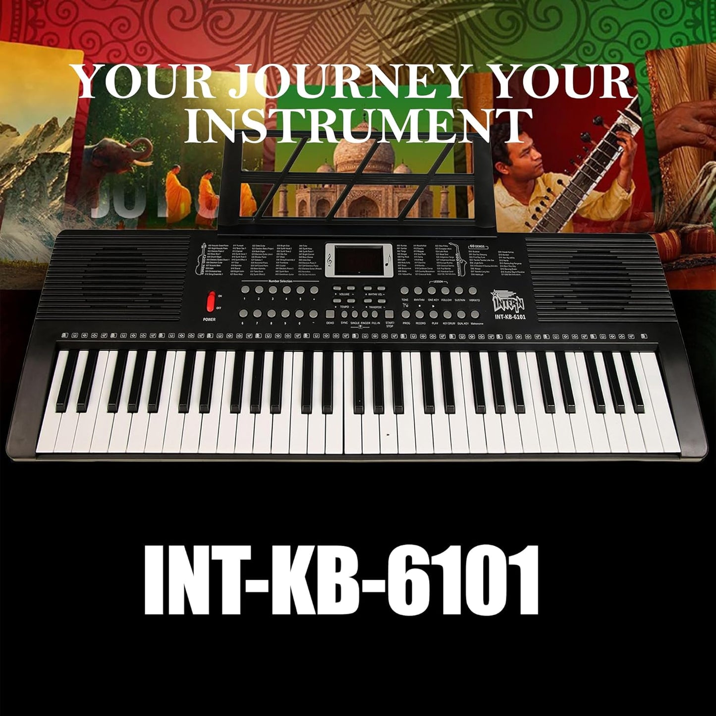 Intern 61-Key Digital Keyboard Piano with Mic and Power Adapter