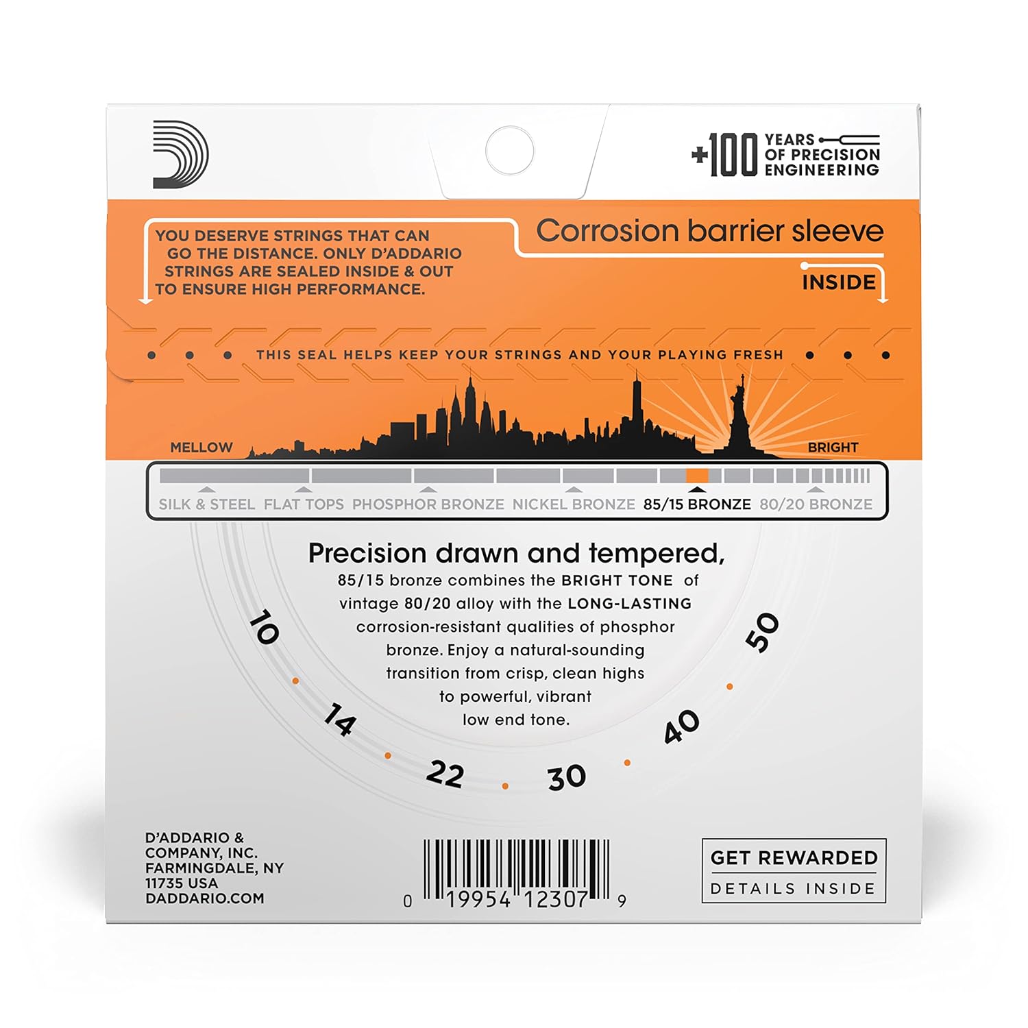 D'Addario EZ900 85/15 Bronze Acoustic Guitar Strings - Extra Light 10-50