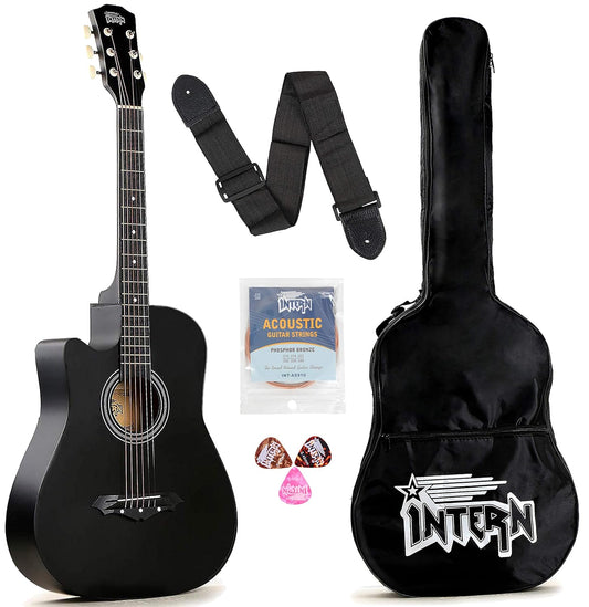 Intern INT-38C-L-BK Left Hand Acoustic Guitar Kit (Black)