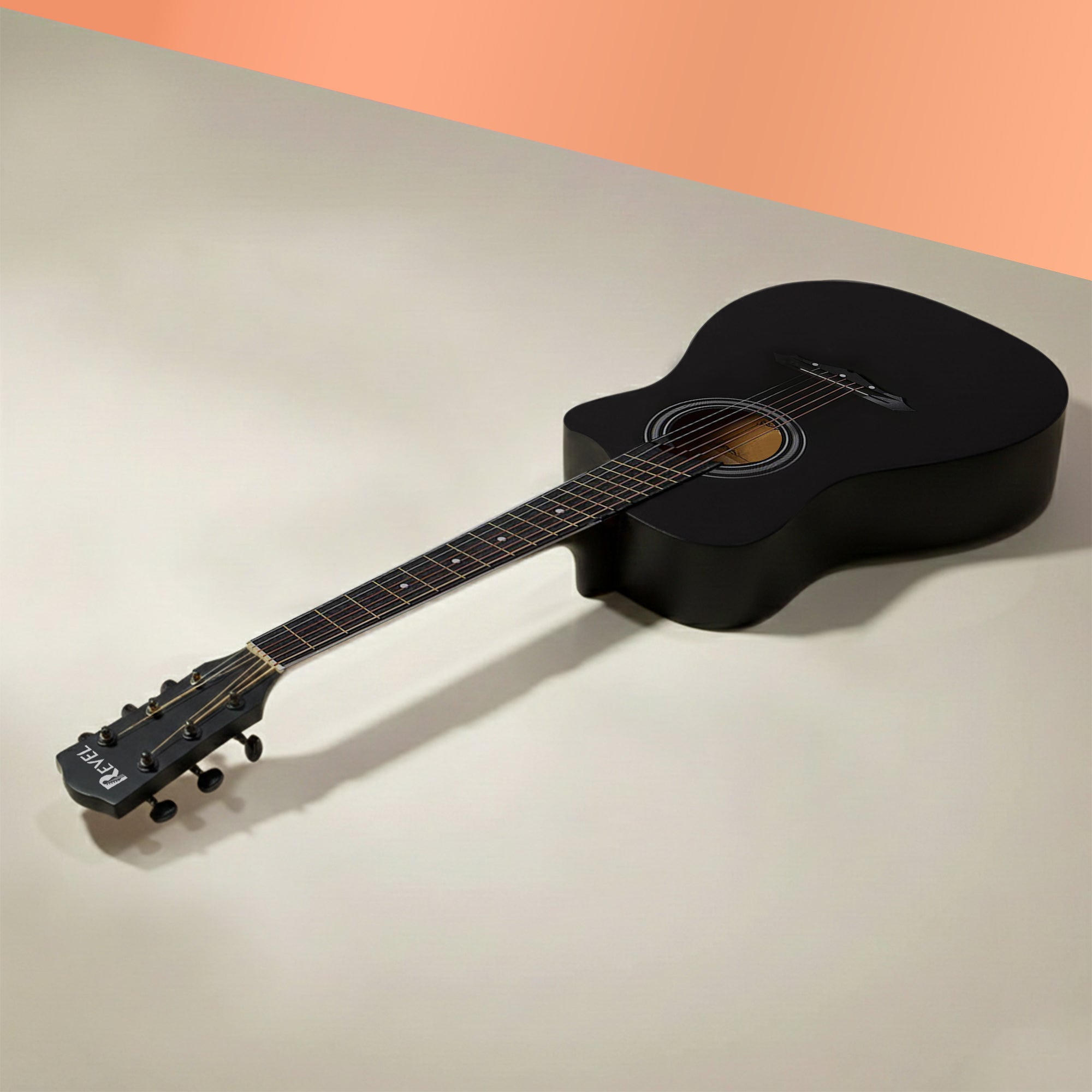 Revel 38" Cutaway Acoustic Guitar – Matte Black | Carry Bag, Picks & String Winder