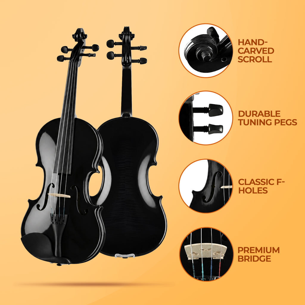 Arctic Onyx 4/4 Solid Wood Professional Black Violin for Beginners | AR-PVK-02