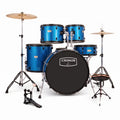 ARCTIC Cronos 22 Inch 5-Piece Acoustic Drum Set with Cymbals, Hardware, Drum Throne & Drum Sticks - Blue