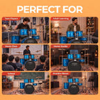 ARCTIC Cronos 22 Inch 5-Piece Acoustic Drum Set with Cymbals, Hardware, Drum Throne & Drum Sticks - Blue