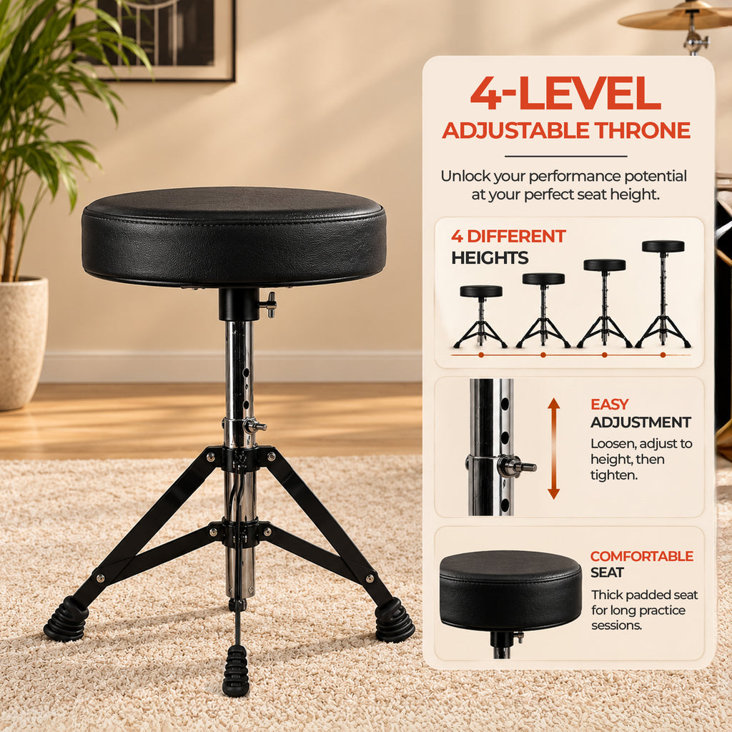 ARCTIC Cosmos 22 Inch 5-Piece Acoustic Drum Set with Cymbals, Hardware, Drum Throne & Drum Sticks - Blue