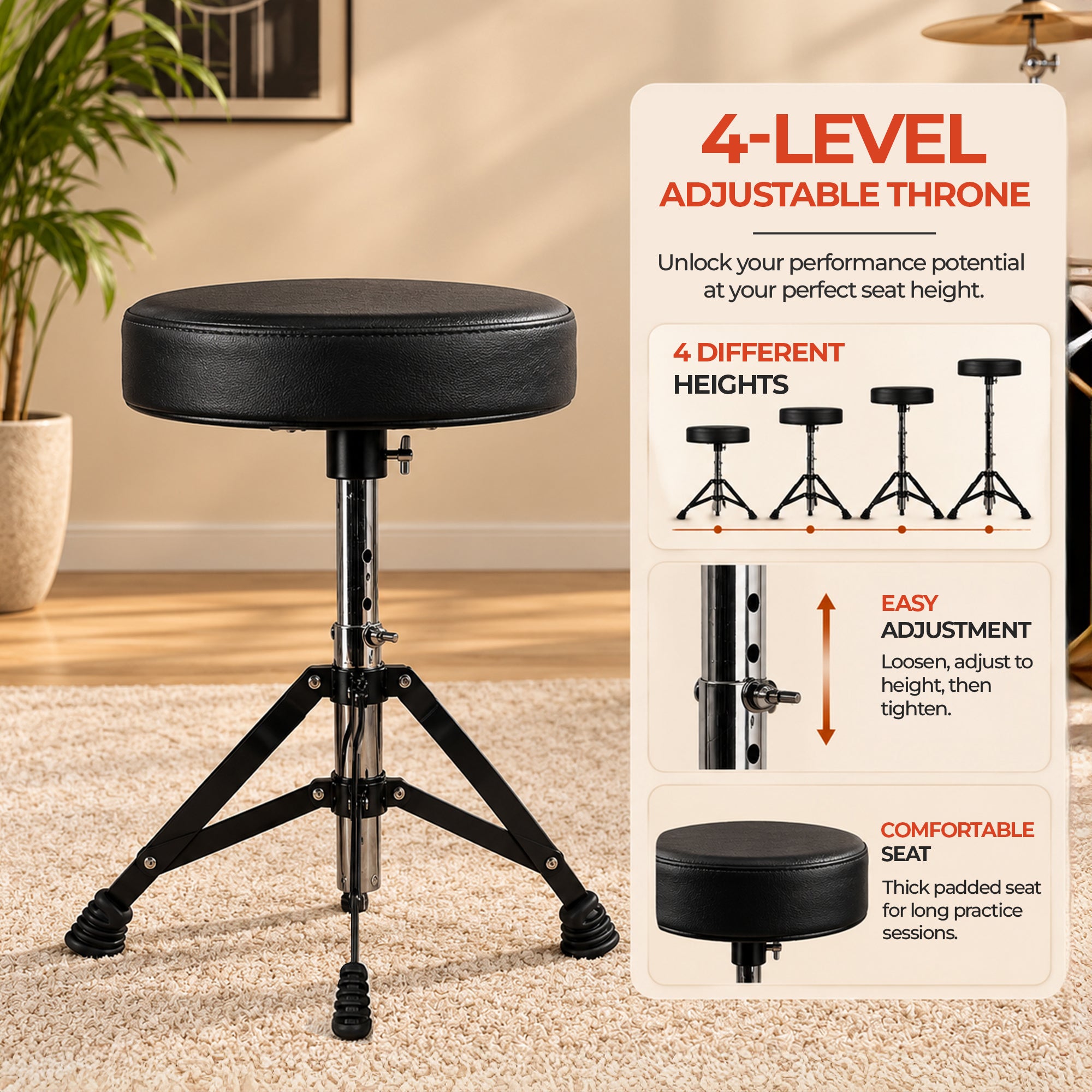 ARCTIC Cosmos 22 Inch 5-Piece Acoustic Drum Set with Cymbals, Hardware, Drum Throne & Drum Sticks - Blue