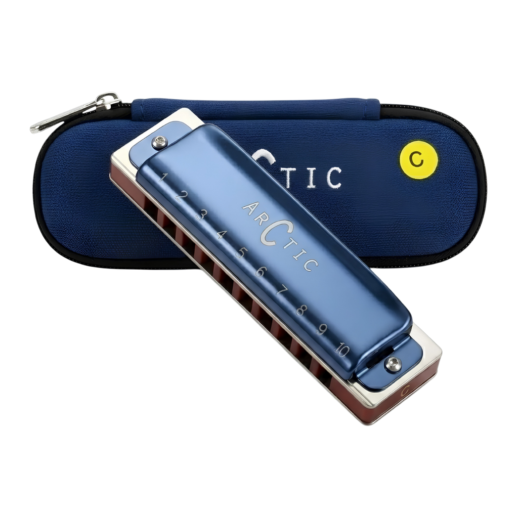 ARCTIC C Scale 10-Hole/20-Tone Premium Harmonica with Case & Cleaning Cloth – For Professionals & Beginners