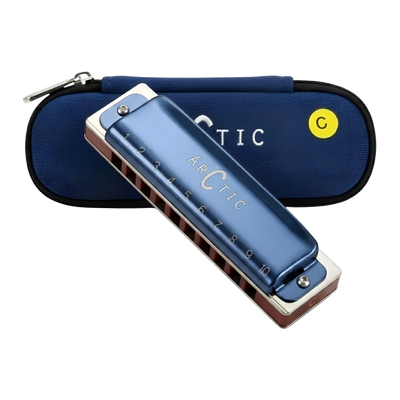 ARCTIC C Scale 10-Hole/20-Tone Premium Harmonica with Case & Cleaning Cloth – For Professionals & Beginners